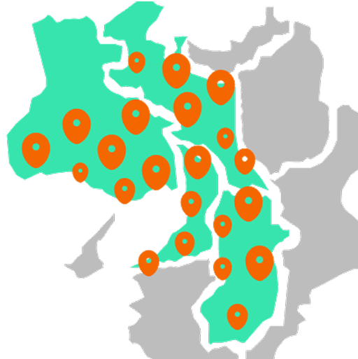 地図上にピンがたくさん立っています